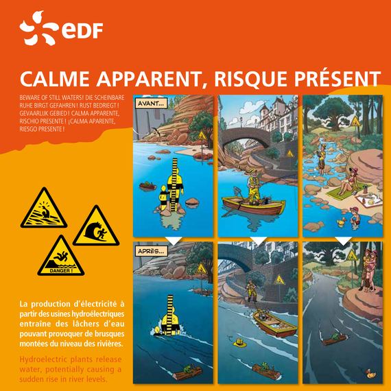 Campagne EDF de prévention des montées des eaux en aval des usines hydro-électriques