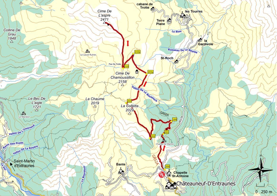 Carte Cime de l'aspre - Agrandir l'image, fenêtre modale