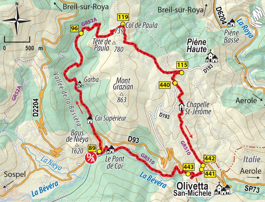 Carte Tour du Mont Grazian - Agrandir l'image, fenêtre modale